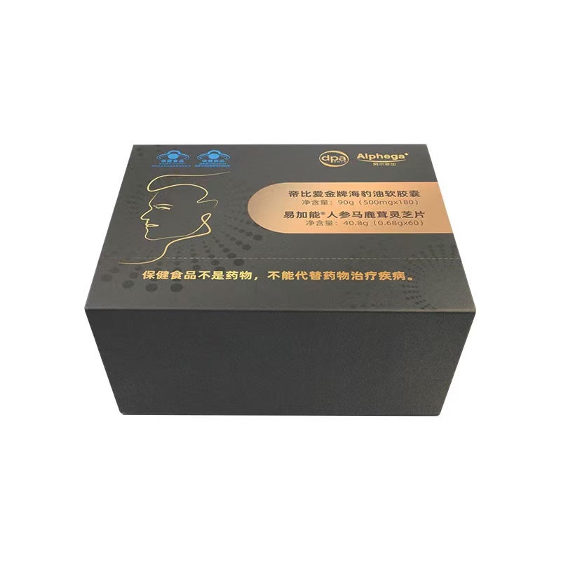 Dibiai Gold Seal Oil Softgels (180 capsules)@Yijianeng Ginseng, Deer Antler, Reishi Slices Gift Box (60 slices)